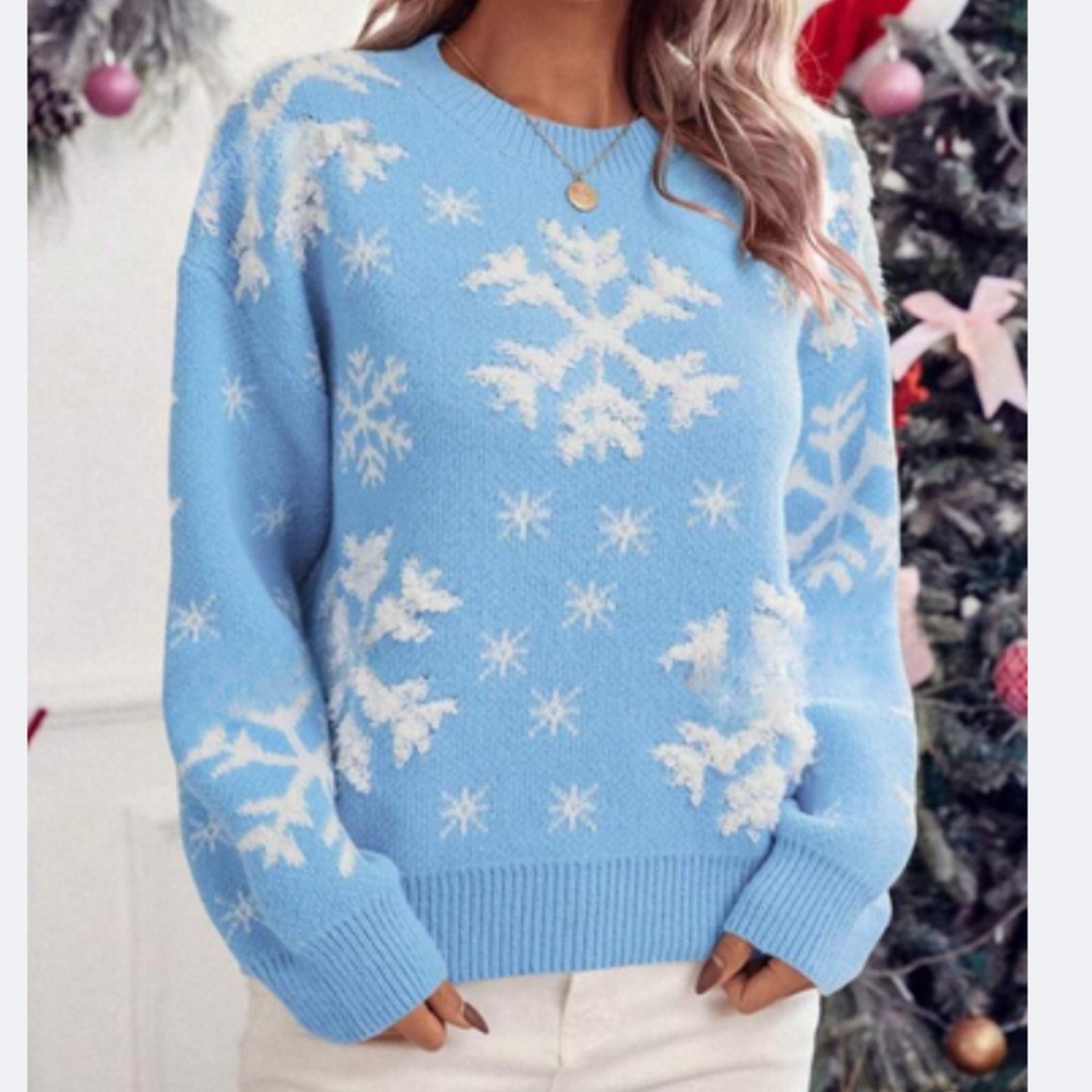 New snowflake pattern long sleevee sweater